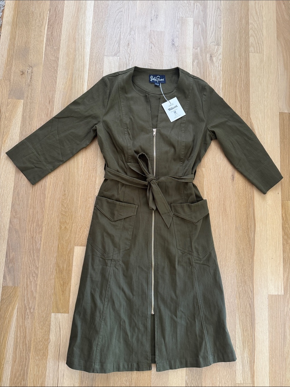 Lesley Evers Millicent Olive Army Green Denim Dress